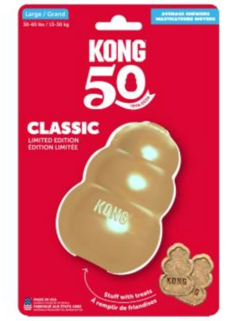 KONG Classic Limited Edition GOLD | 50th Anniversary Enrichment Dog Toy