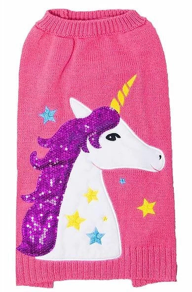 Glitzy Unicorn Pink Dog Sweater by Sotnos