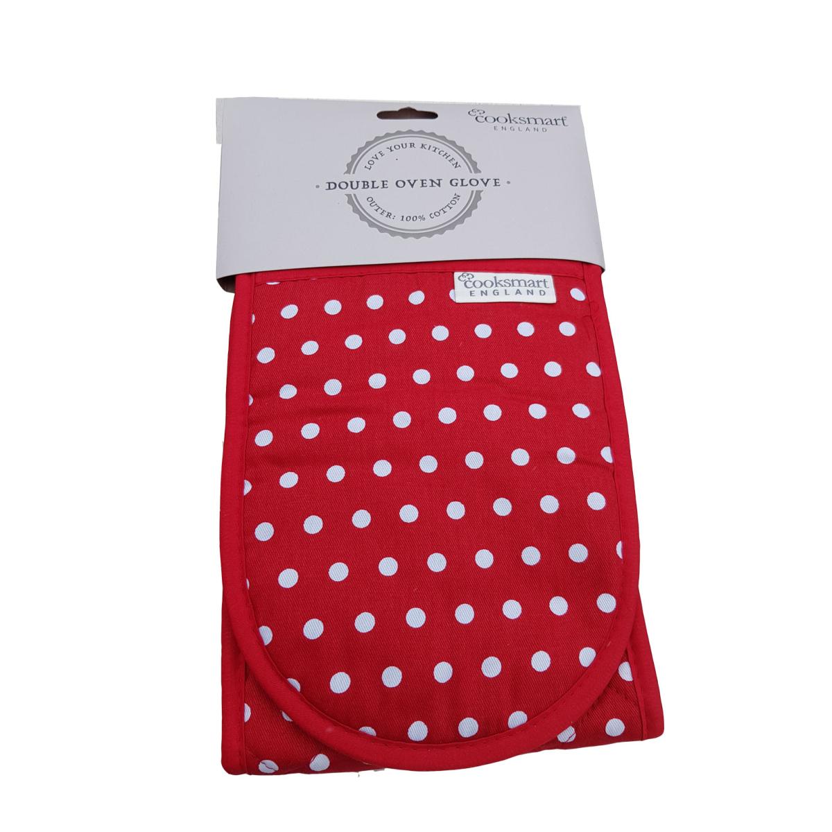 Cooksmart Mals | Festive Red Spotted | Double Oven Gloves
