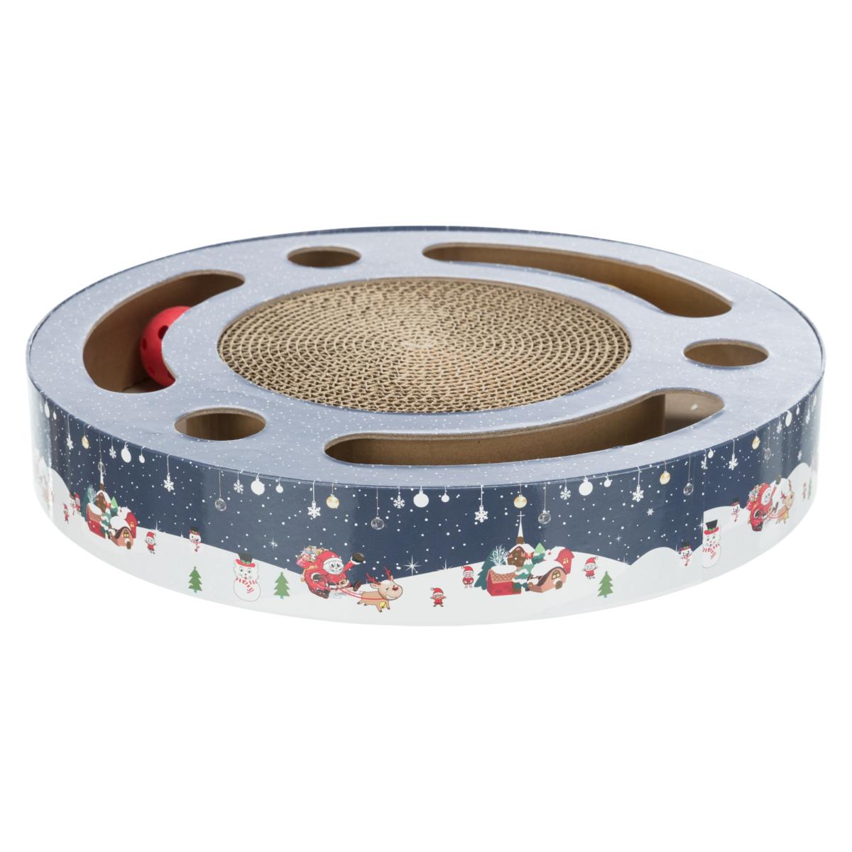 Trixie Christmas | Cardboard Scratching Drum & Ball Spinner | Festive Cat Toy