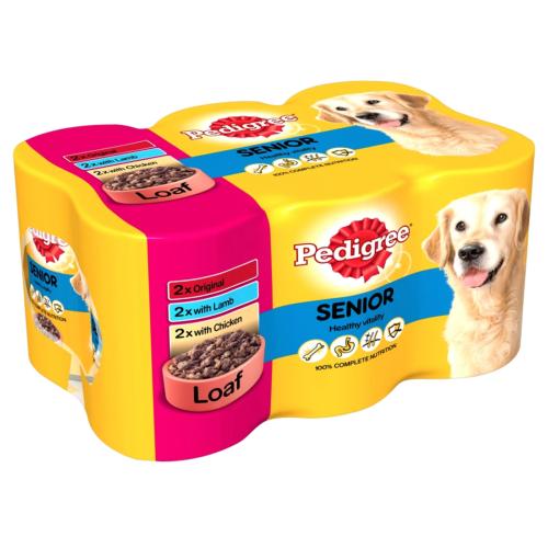 Pedigree Wet Dog Food Tins (Senior) - Variety With Loaf (6 X 400g)