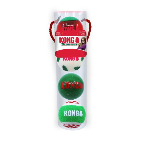 KONG Holiday | Christmas Dog Toy |  Occasions Ball Multipack - Medium