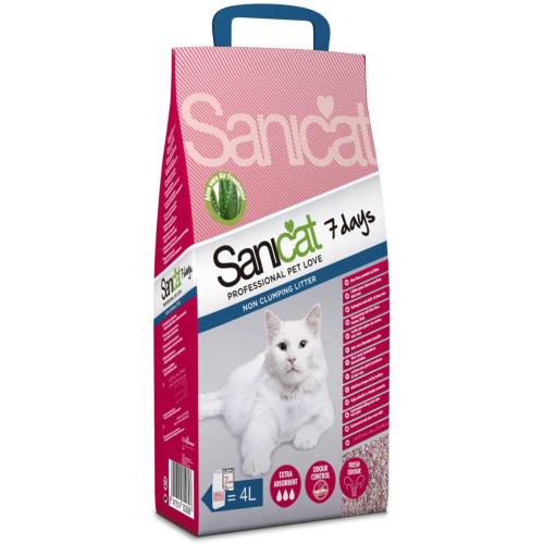 Sanicat Aloe Vera Scented Non-Clumping Clay Freshness Cat Litter 7 Days 4L