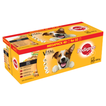 DOTS LONDON DONATION - Pedigree Dog Pouches Mixed Selection In Gravy 40 X 100g