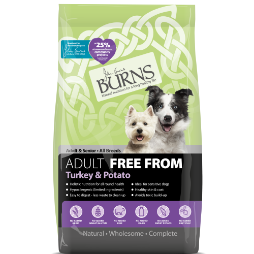 Burns Free From | Holistic Grain Free Dry Dog Food | Adult | Turkey & Potato
