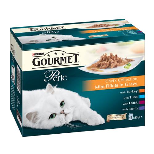 Gourmet Perle Pouch Multipack 12x85g Chefs Collection (Turkey, Tuna, Duck Lamb)