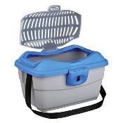 Trixie Mini-Capri Transport Box, 40 × 22 × 30 Cm, Light Grey/blue