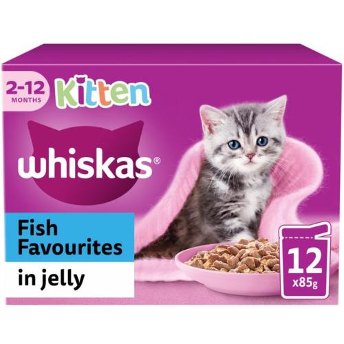 Whiskas | Wet Cat Food Pouches | Kitten | Fish Favourites in Jelly - 12 x 100g 