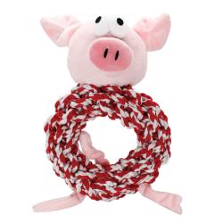 Holly & Robin | Knottie Ring Pig In Blanket Festive Rope Toy