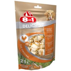 8 In 1 Delights Gluten Free Rawhide Dog Treats - Extra Small Chicken Bones