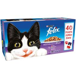 Felix | Wet Cat Food Pouches | Mixed Selection in Jelly - 40 x 100g