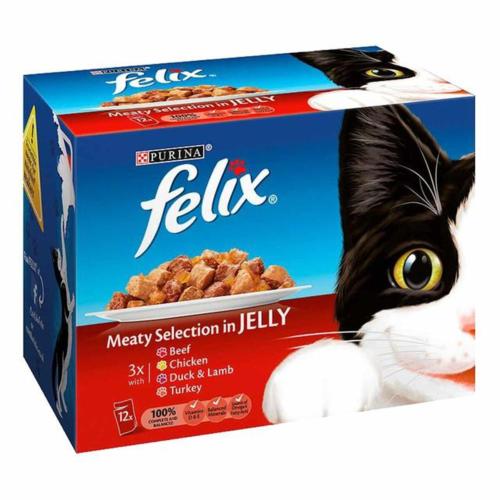 Felix As Good As It Looks Multipack Pouch 12x100g Meaty Selection In Jelly