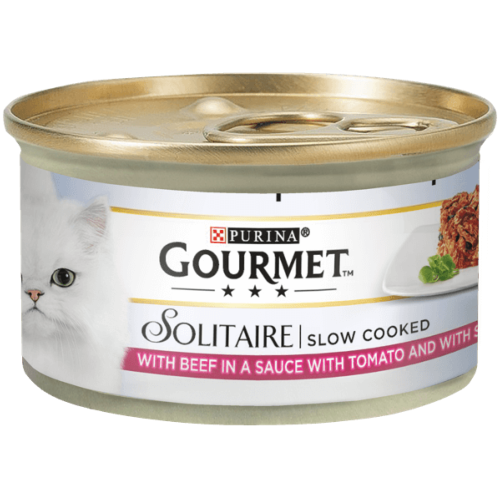 Gourmet Solitaire | Wet Cat Food | Beef in Sauce with Tomato & Spinach - 85g