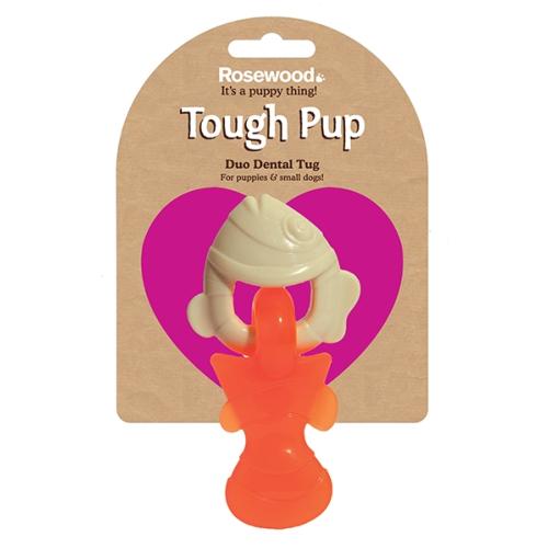 Rosewood Tough Pup | Puppy Chew Toy | Duo Dental Tug Fish