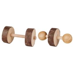 Trixie Natural Living | Small Pet Toy | Set of Wooden Dumbbells