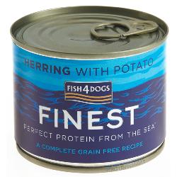 Fish4Dogs Finest | Grain Free Wet Dog Food | Herring with Potato - 185g