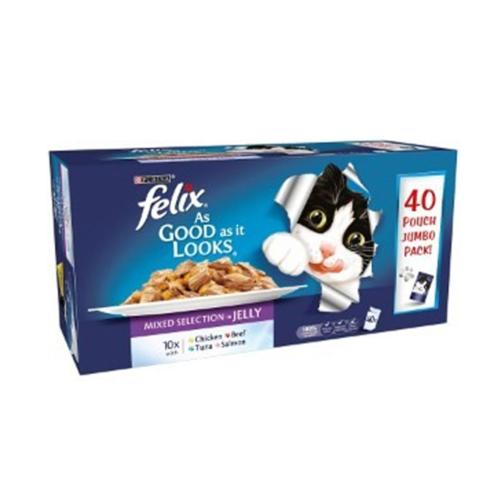 Felix | Wet Cat Food Pouches | As Good As It Looks | Mixed Selection in Jelly - 40 x 100g