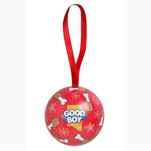 GoodBoy | Festive Dog Gift | Christmas Bauble Tin with Chicken Strips