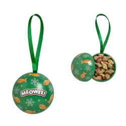 Meowee! | Christmas Bauble Tin with Festive Fishy Biscuits | Festive Cat Gift