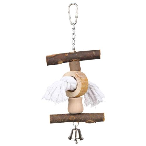 Trixie Natural Living Bell, Rope & Wood Bird Toy