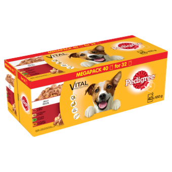 DOTS DONATION - Pedigree | Wet Dog Food | Pouches in Jelly - 120 x 100g