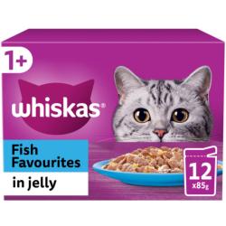Whiskas | Wet Cat Food Pouches | Fish Favourites in Jelly - 12 x 85g