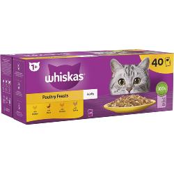 Whiskas | Wet Cat Food Pouches | Adult | Poultry Feasts in Jelly - 40 x 85g