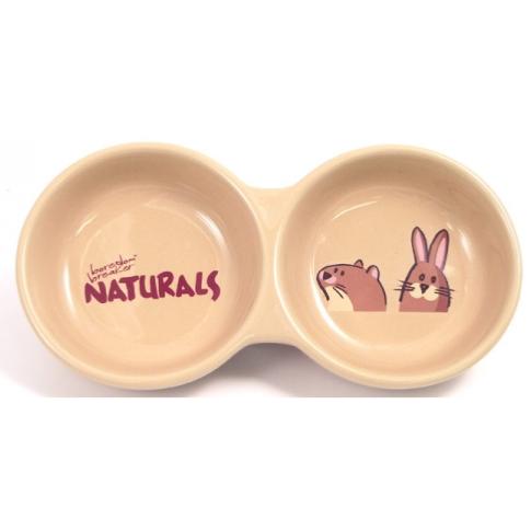 Rosewood Naturals Ceramic Stonewear Twin Bowl For Small Pets