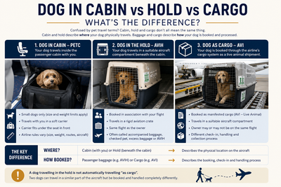 Dog in Cabin vs Hold vs Cargo: What’s the Difference?