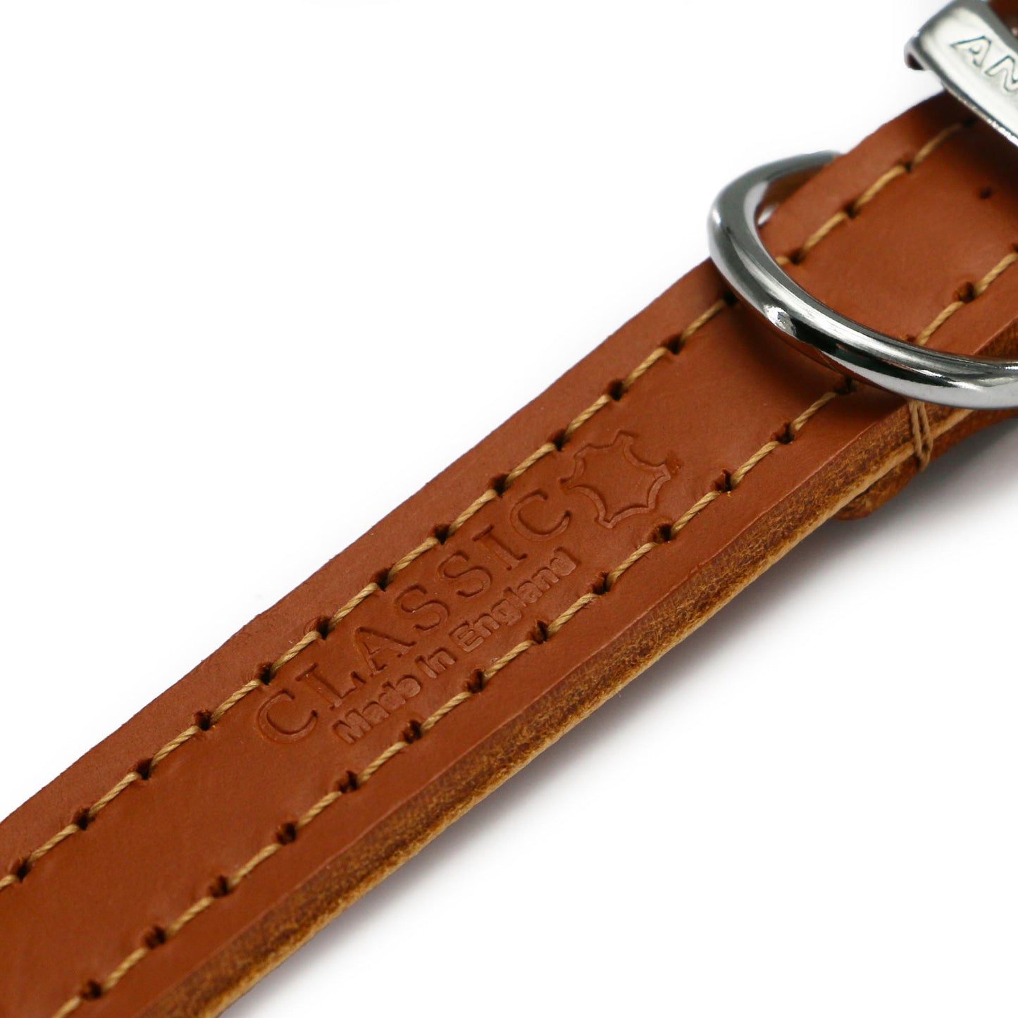 Ancol | Luxury Leather Sewn Dog Collar | Tan