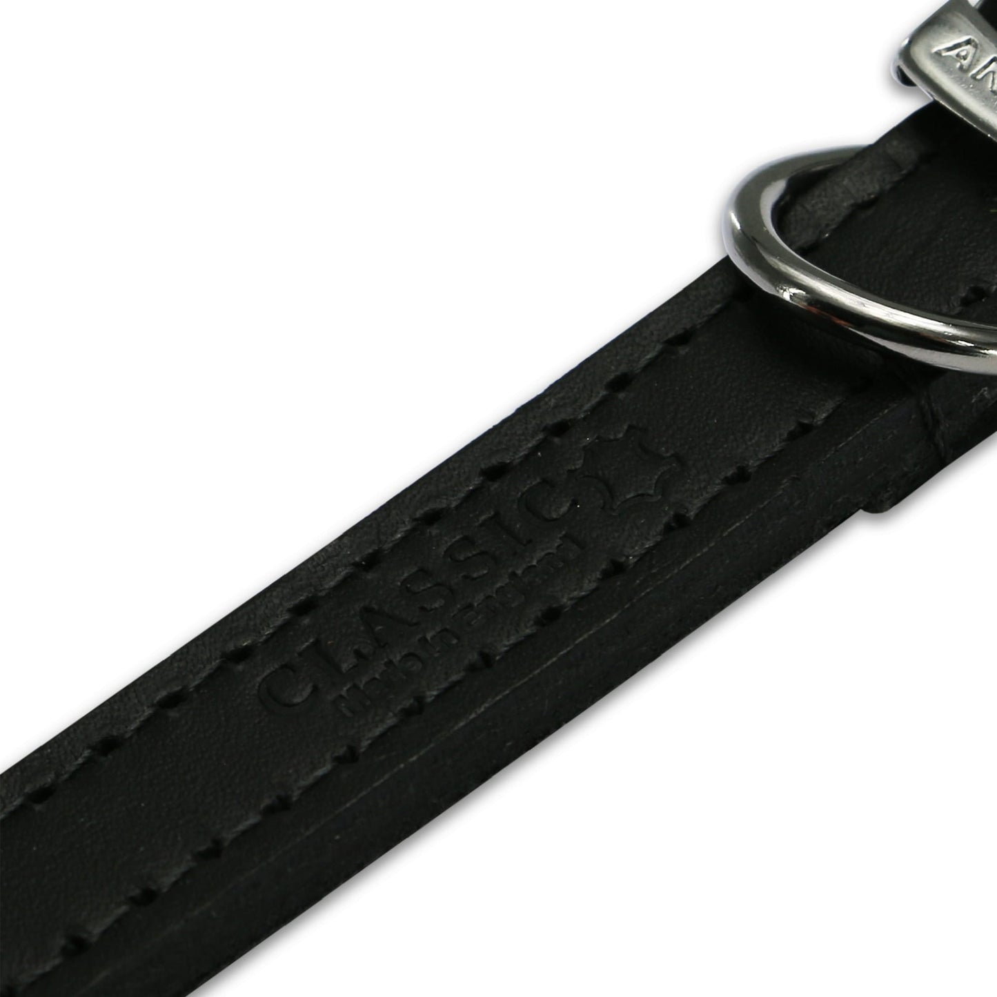 Ancol | Luxury Leather Sewn Dog Collar | Black