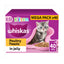 Whiskas Kitten Poultry Feasts in Jelly packaging with a kitten on a pink background
