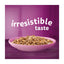 Pink bowl of cereal with 'irresistible taste' text on a purple background