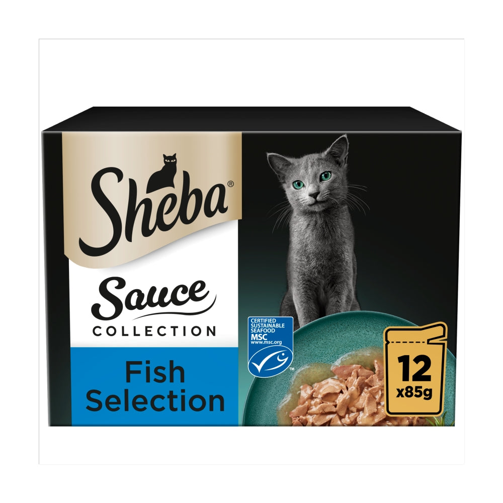 Sheba | Wet Cat Food Pouches | Sauce Collection | Fish Selection - 12 x 85g