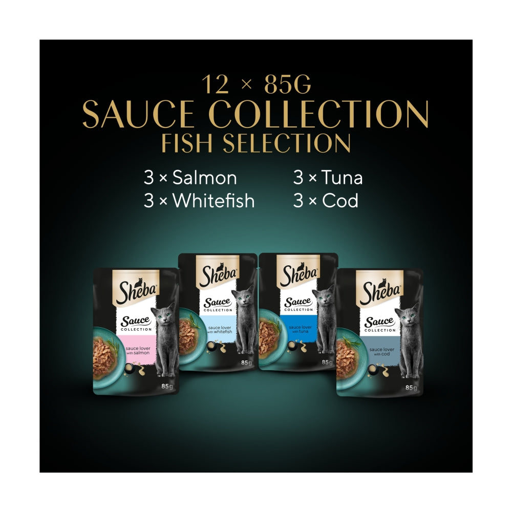 Sheba | Wet Cat Food Pouches | Sauce Collection | Fish Selection - 12 x 85g