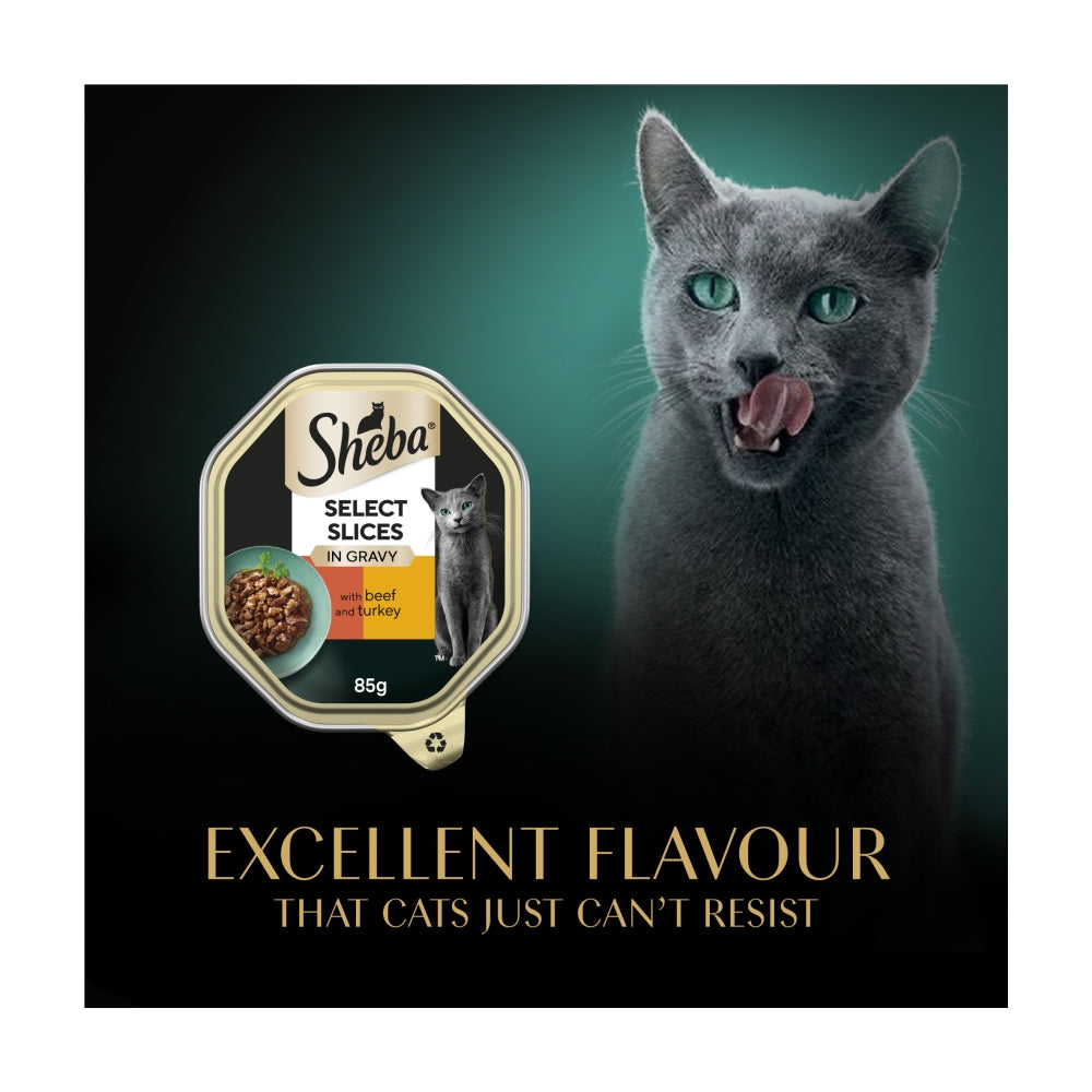 Sheba Select Slices Cat Food | Beef & Turkey in Gravy 85g