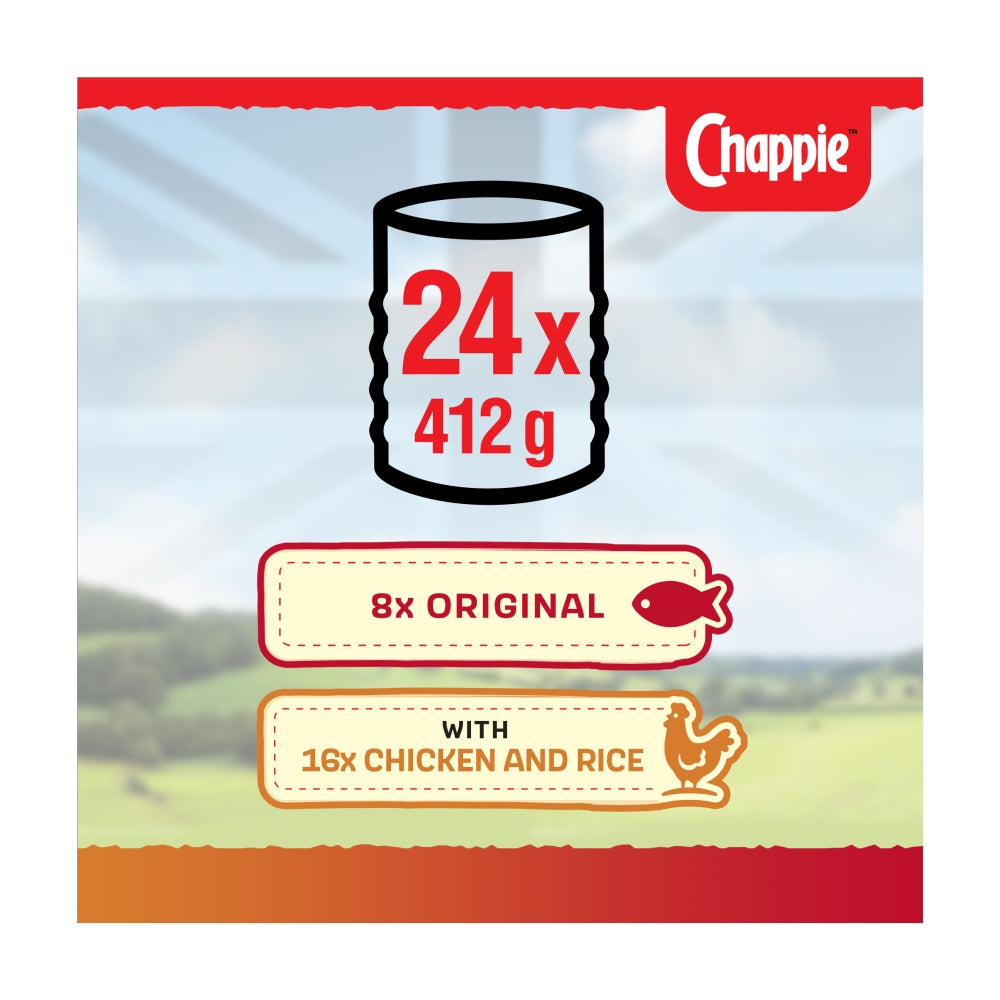 Chappie Wet Dog Food Tins | Mixed Flavour (24 x 412g) | Original & Chicken