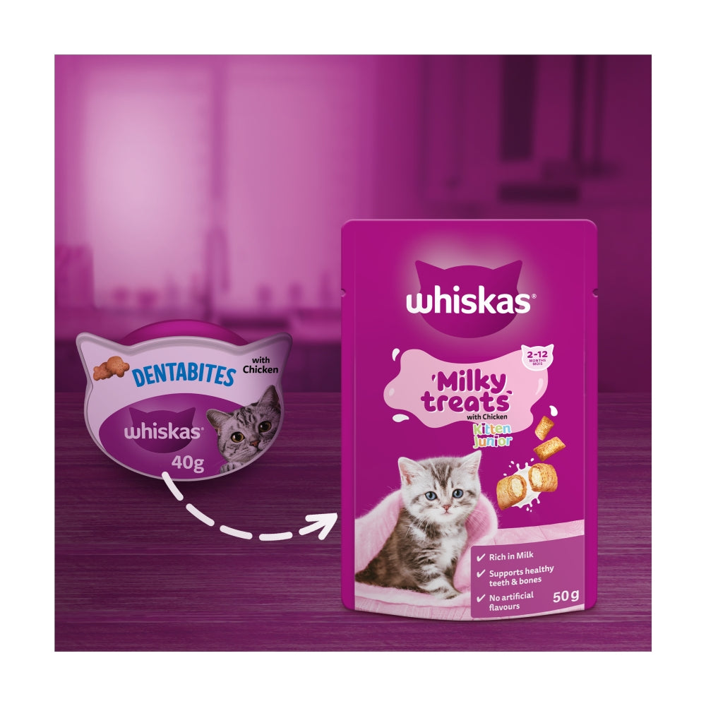 Whiskas Milky Treats for Kittens 50g | Calcium-Rich Cat Rewards