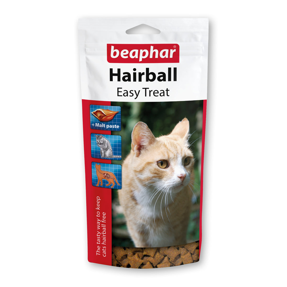 Beaphar Hairball Easy Treats for Cats - Crunchy Cushions with Oil-Rich Malt Paste (35g)