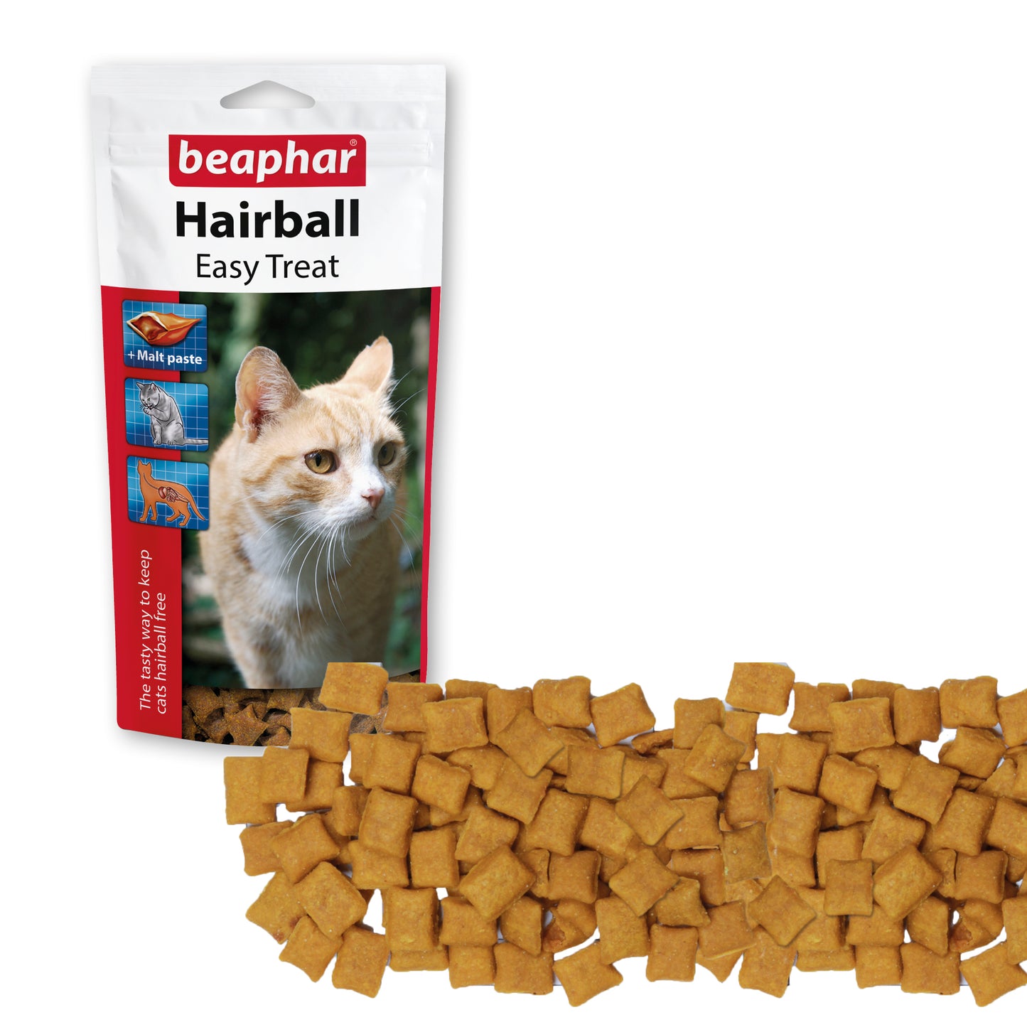 Beaphar Hairball Easy Treats for Cats - Crunchy Cushions with Oil-Rich Malt Paste (35g)