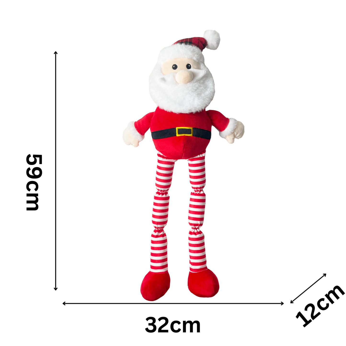 Squeaky Long Legs Santa | Extra Large Christmas Dog Toy by Happy Pet