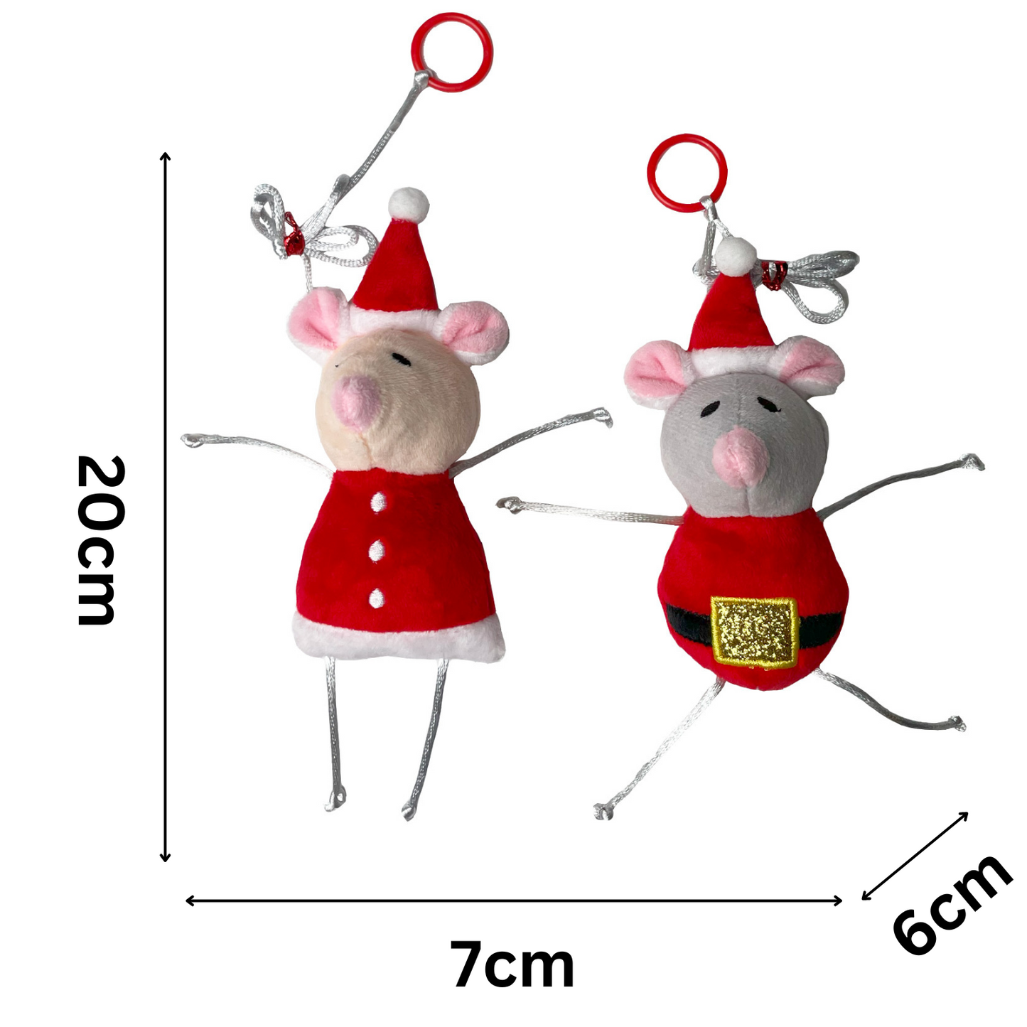 Mr & Mrs Santa Mouse Door Hanger | Pair of Christmas Cat Toys by Happy Pet
