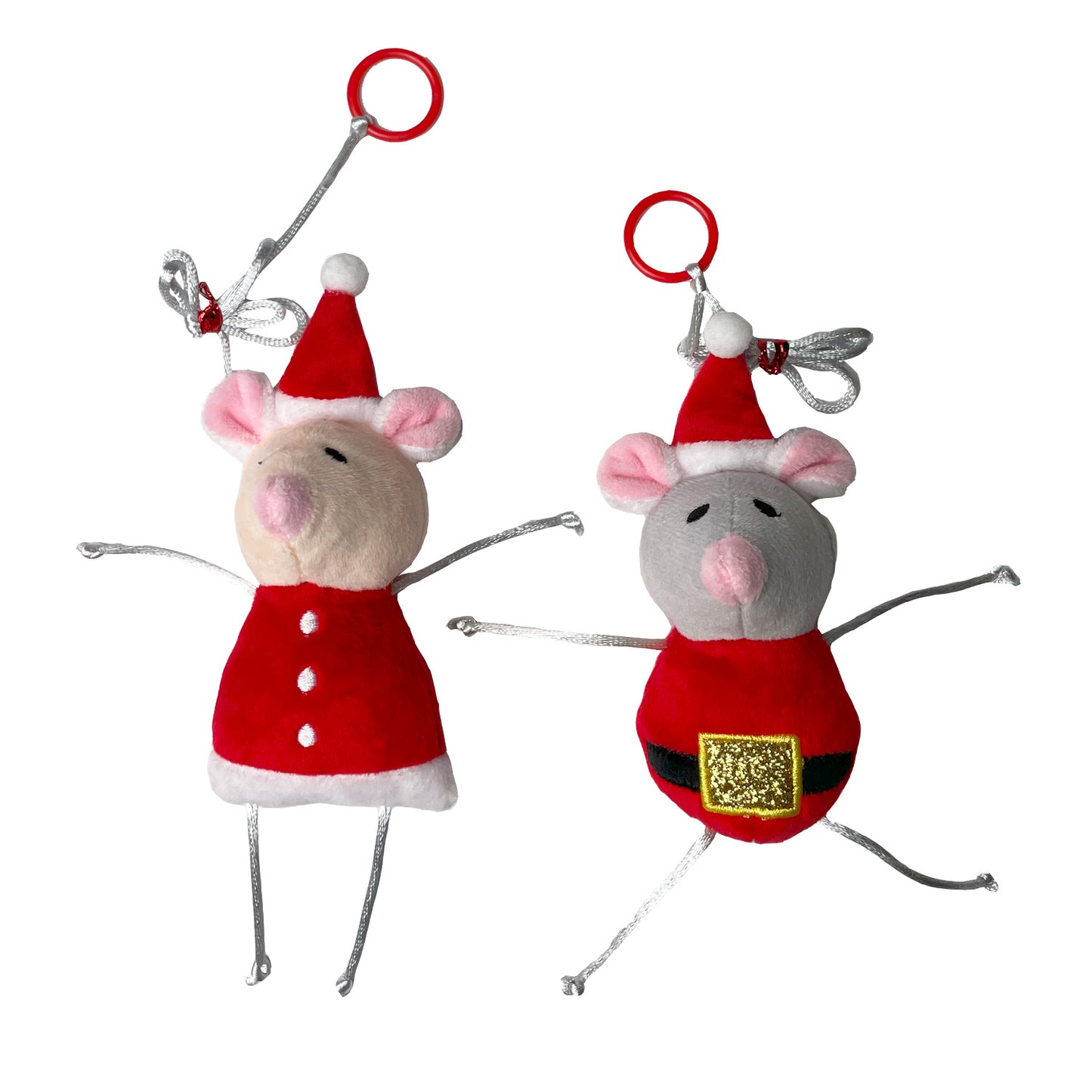 Mr & Mrs Santa Mouse Door Hanger | Pair of Christmas Cat Toys by Happy Pet