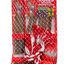 Red dog stocking with reindeer design on a red background
