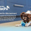 Dog playing with a toy next to text about 'Puppy & Mini Coach' training aids.