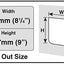 Measurement chart for width and height with cut out size label