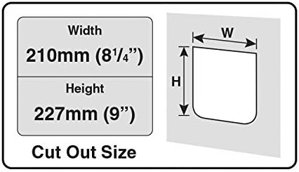 Measurement chart for width and height with cut out size label