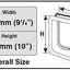Measurement chart for a pet door with dimensions labeled.