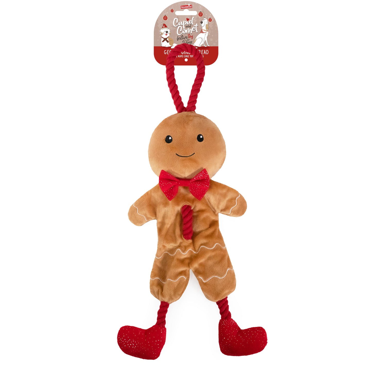 George Gingerbread Man | Christmas Dog Rope & Plush Toy by Cupid & Comet