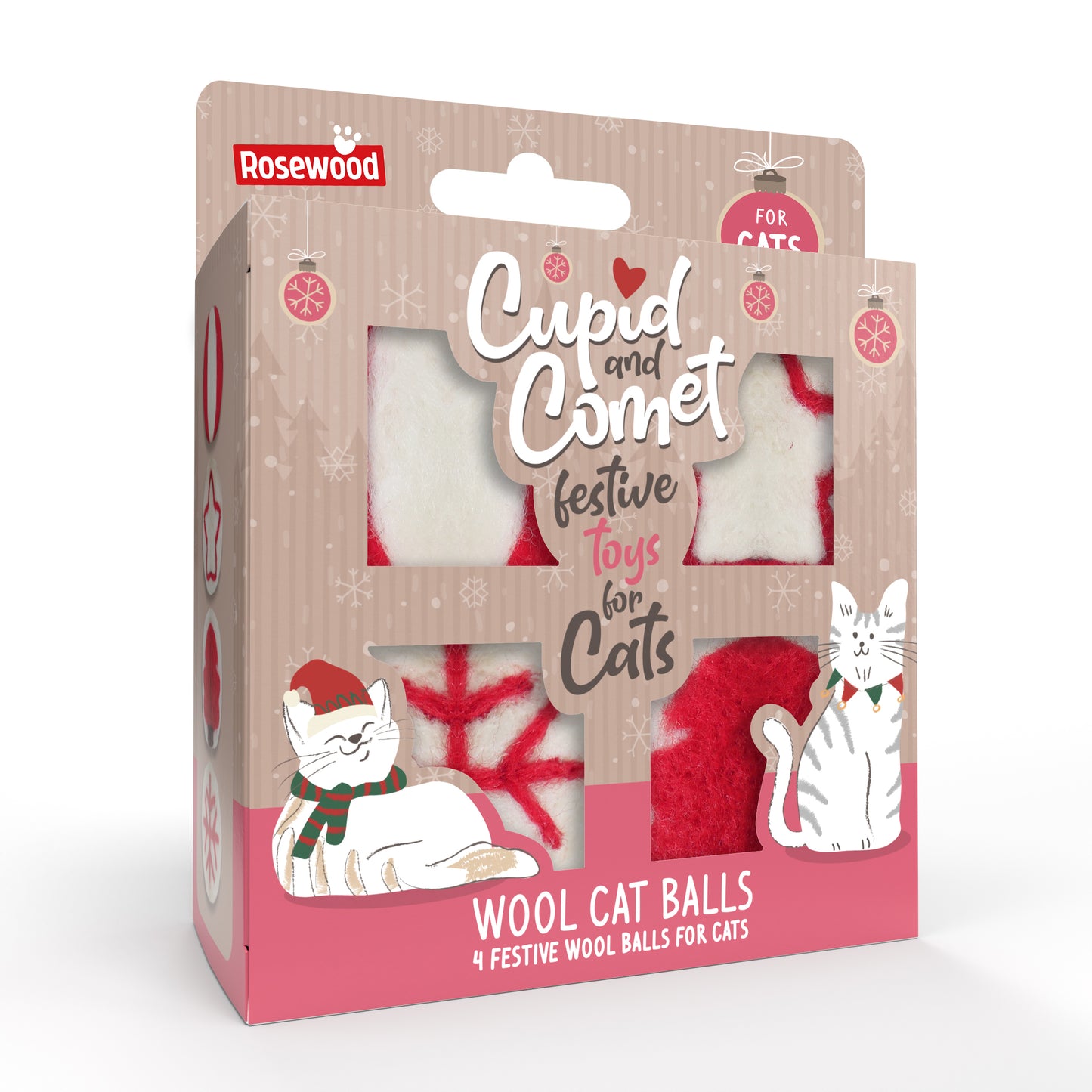 Cat Wool Balls | Festive Christmas Toy Gift Pack by Cupid & Comet